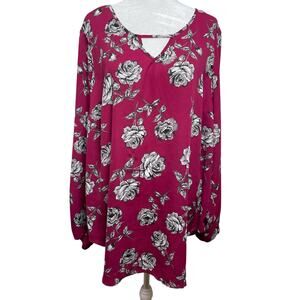 Torrid Women's Plus Sz 2X Dark Magenta Silver Longsleeve Pullover Blouse